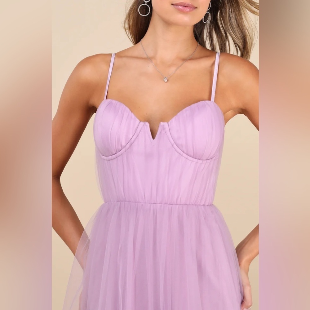 Lulus Lilac Lavender Tulle Bustier Maxi Dress Size Small S - Picture 4 of 5